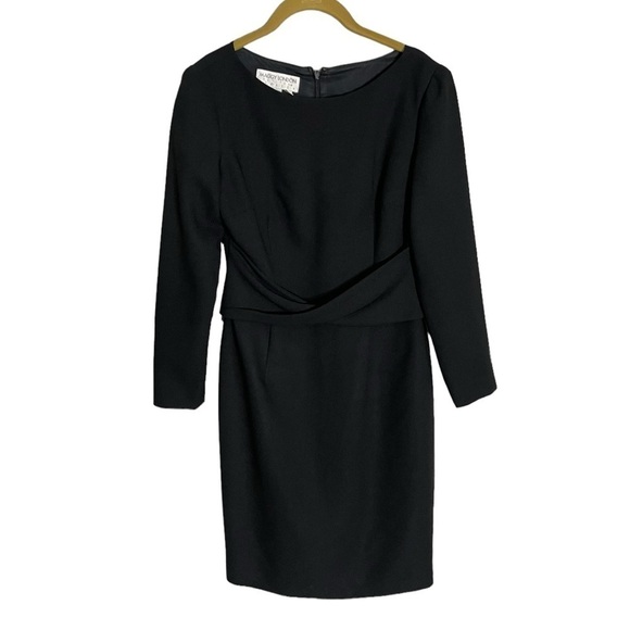 Maggy London Black Sash Waist Dress 4 Petite - Picture 1 of 4